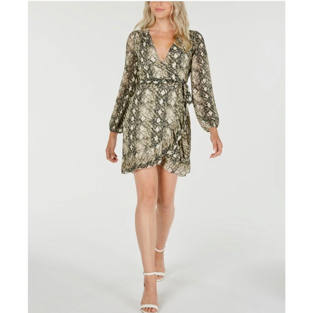 Python Leyden Print Chiffon Knee Length Flowy Wra… - image 1